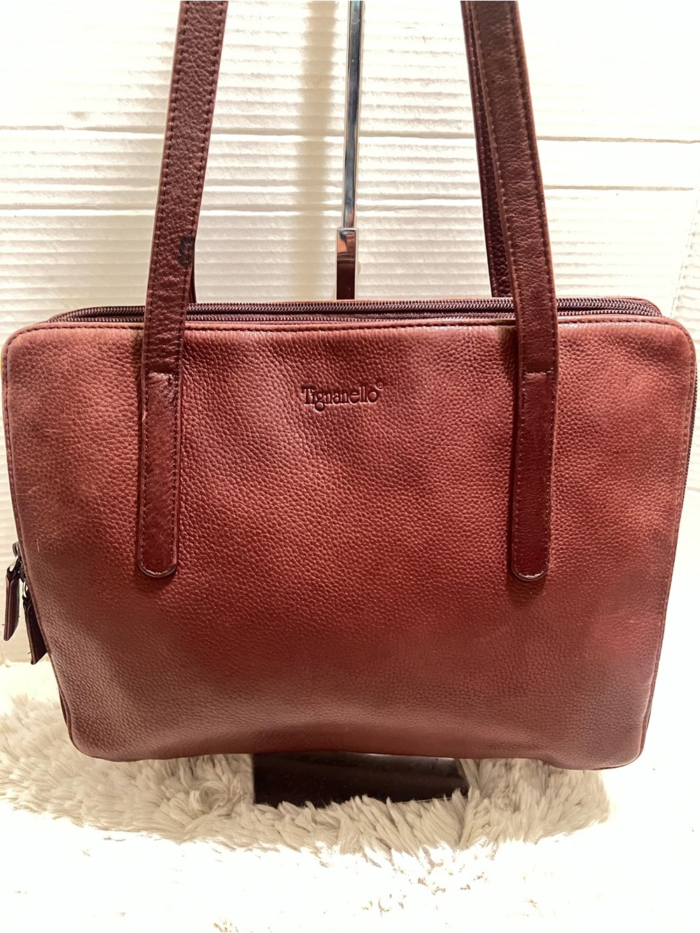 VGUC. Tiganello vintage Burgundy leather satchel.